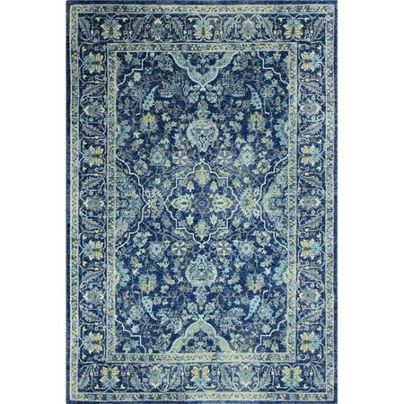 BASHIAN Bashian E110-DKBL-76X96-5394A Bashian Everek Collection Transitional Polypropylene Machine Made Area Rug; Dark Blue - 7 ft. 6 in. x 9 ft. 6 in. E110-DKBL-76X96-5394A